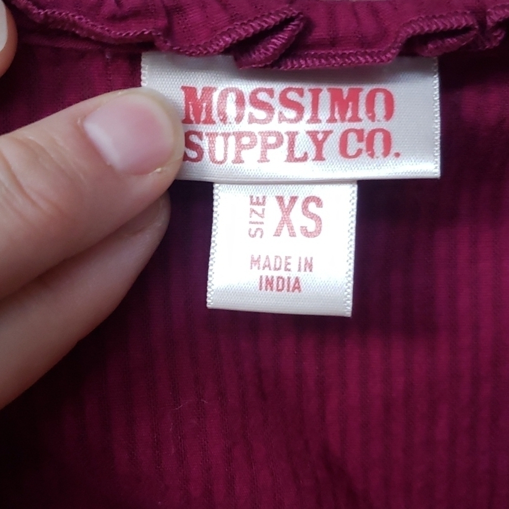 MOSSIMO Ruffle shadow stripe Blouse Top Size XS - Picture 3 of 5